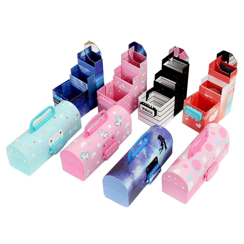 Новый Kawaii деформированный пенал для карандашей 3 слоя большая космическая