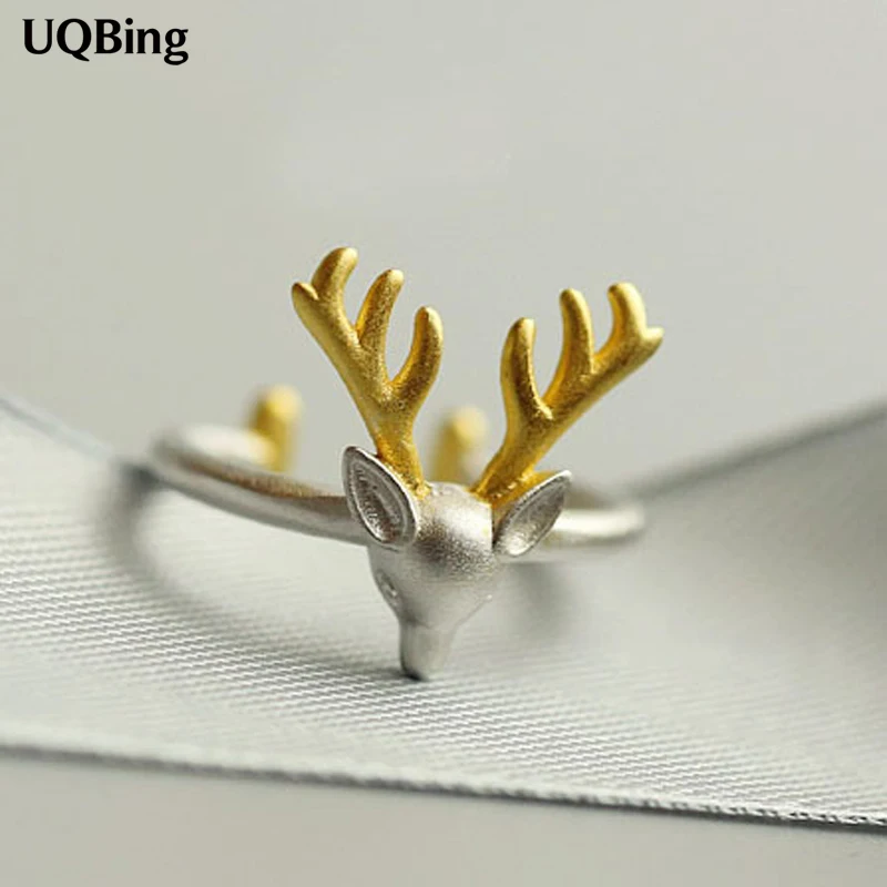 

Fres Shipping 2015 New Pure 925 Sterling Silver Rings Open Deer Gilt Ring For Girl Women Gift Jewelry