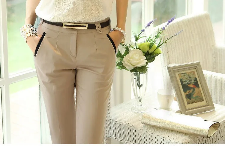 {Guoran} офисные женские брюки для работы, элегантные женские брюки размера плюс, черные, хаки, деловые брюки-карандаш, женская верхняя одежда высокого качества