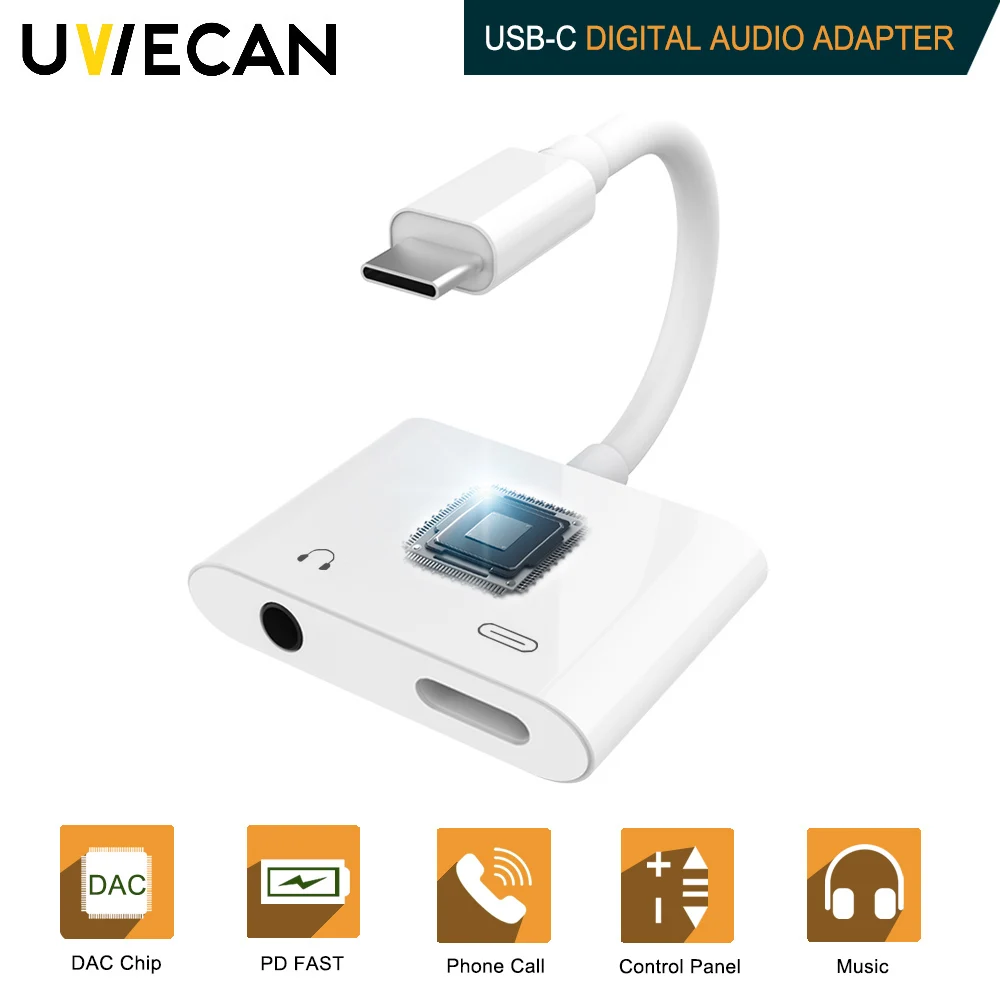 

5 Pcs Type C Male To 3.5mm Female Stereo Earphone Jack Digital Audio Charging Adapter For Huawei P20 Google Pixel 2/2XL/3/3XL