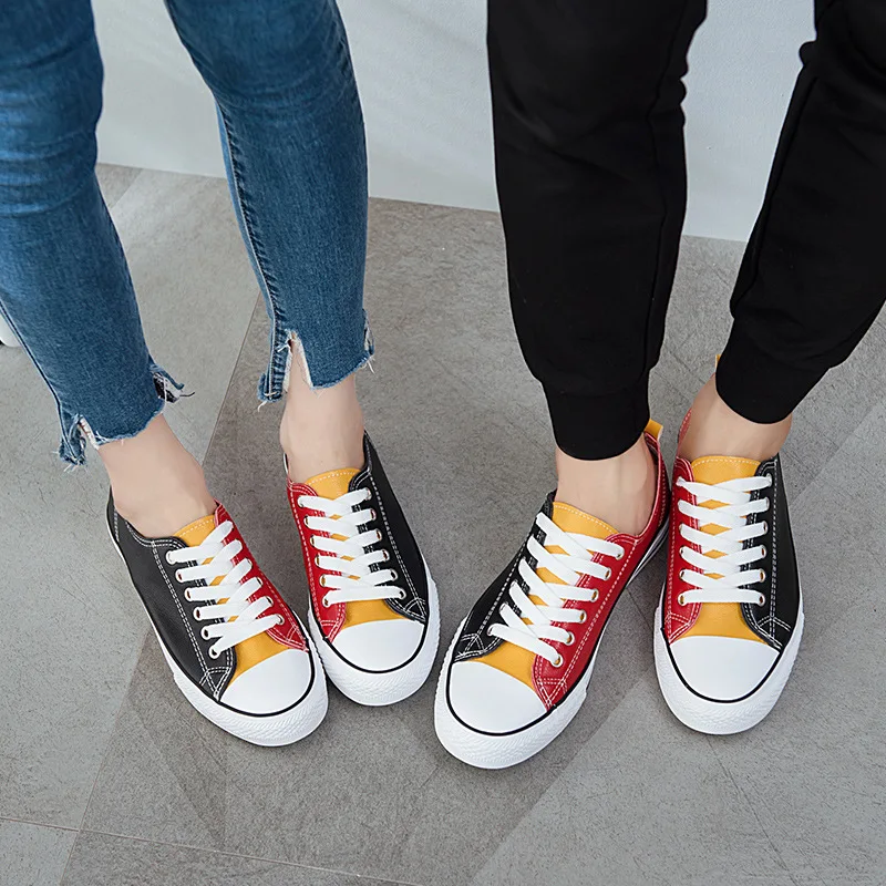 JINBEILEE Leather Couple Skateboard Shoes Men and Women Large Size Low To Help with Breathable Wear Canvas Shoes Women JINBEILEE Leather Couple Skateboard Shoes Men and Women Large Size Low To Help with Breathable Wear Canvas Shoes Women