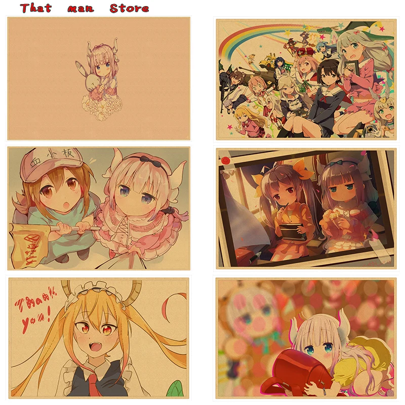 Настенный стикер Kobayashi-san Chi no Maid Dragon Kobayashi Thorn KannaKamui плакат из крафт-бумаги