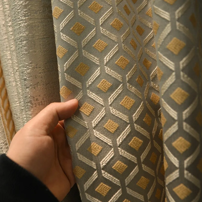 Пользовательские шторы высокого класса в европейском и американском стиле высокоточные жаккардовые золотисто-коричневые ткани затемненные занавески Тюль с драпировкой B475