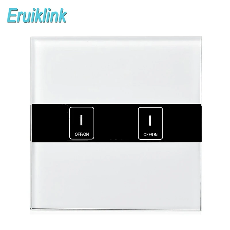 Настенный выключатель Eruiklink для ЕС и Стандартный 1/2/3, Wi-Fi, Управление переключатель через приложение Ewelink, Беспроводной Управление светильник сенсорный настенный выключатель Smart Homne - Цвет: 2 Gang Wifi Switch