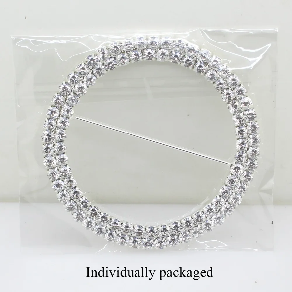  Shining 10cm Huge Silver Double row rhinestone Buckles invitation card Wedding Ribbon Slider DIY Ha - 33007722383