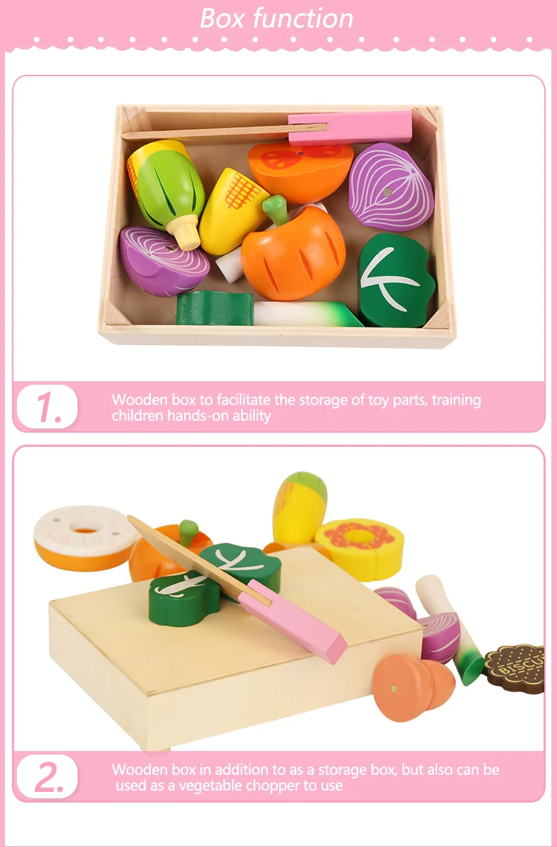 Играть миниатюрные еда Дети Детские деревянные кухонные игрушки резки фруктов овощей раннего образования игрушки в виде угощений