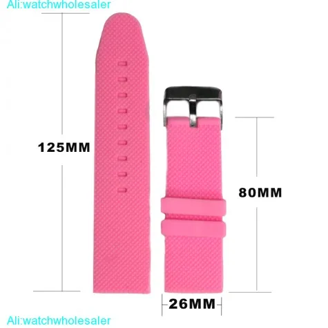 26mm Charm Pink Color Silicone Jelly Rubber Ladies Watch Band Straps WB1062O26JB