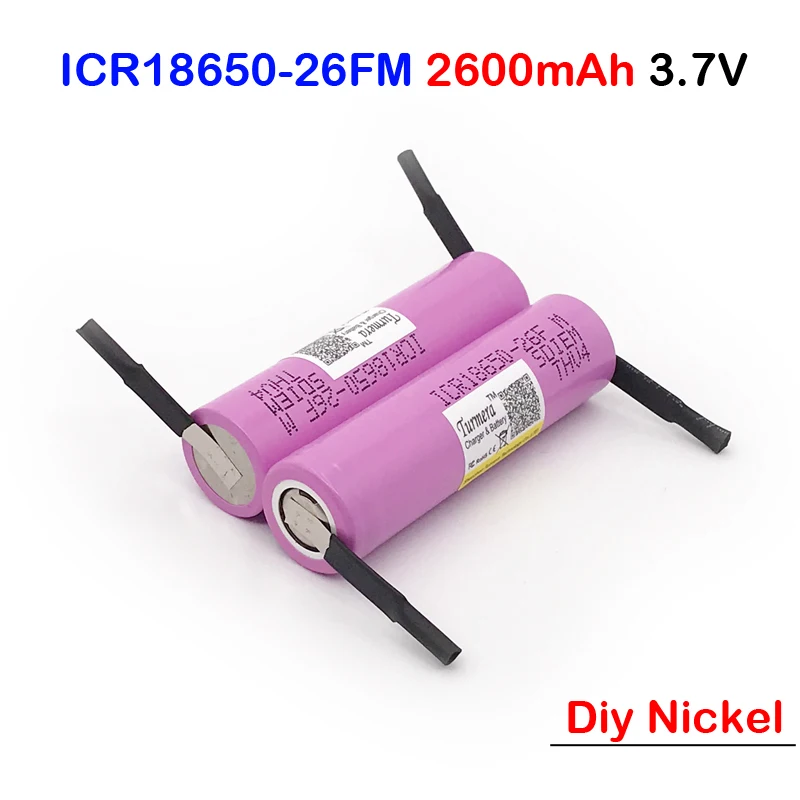 

18650-26FM with diy nicke rechargeable 18650 26FM for flashlight power bank ICR18650-26FM 2600mAh 3.6v charge18650 rechargeable