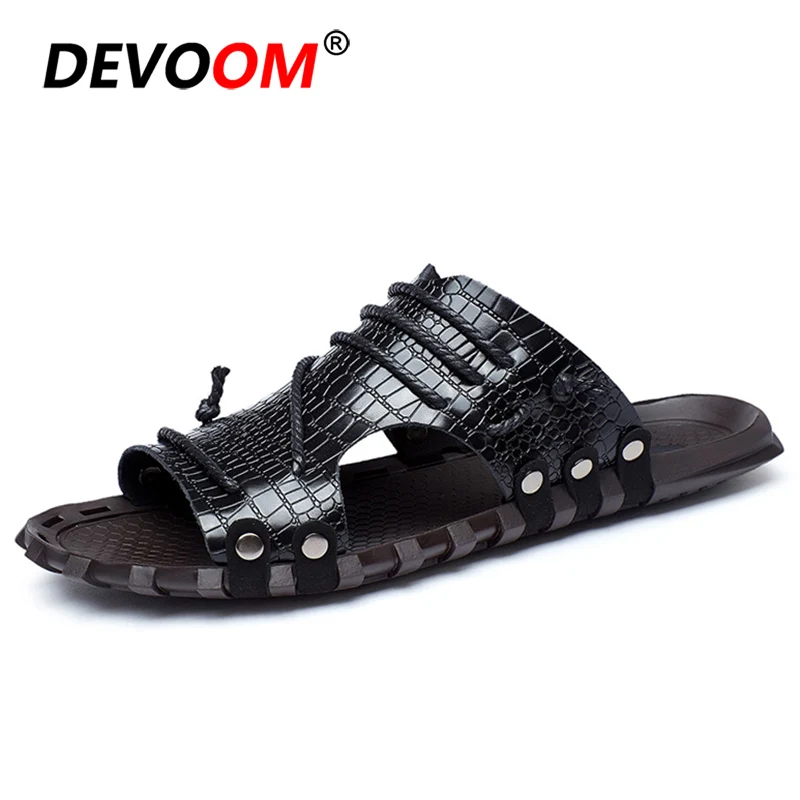 Black Модные подростковые тапочки мужские шлепанцы Летние сланцы тапочки Heren летние сандалии для мужчин мужские тапочки домашняя обувь Размер 47 - Цвет: Black