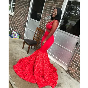 

Long Prom Dress Sleeves African Mermaid Appliques Lace V Neck Formal Dresses Evening Womens Long Special Event Gowns