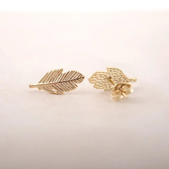 Женские серьги в виде пера Shuangshuo маленькие пусеты стиле панк ED038 2017|fashion stud earrings|stud