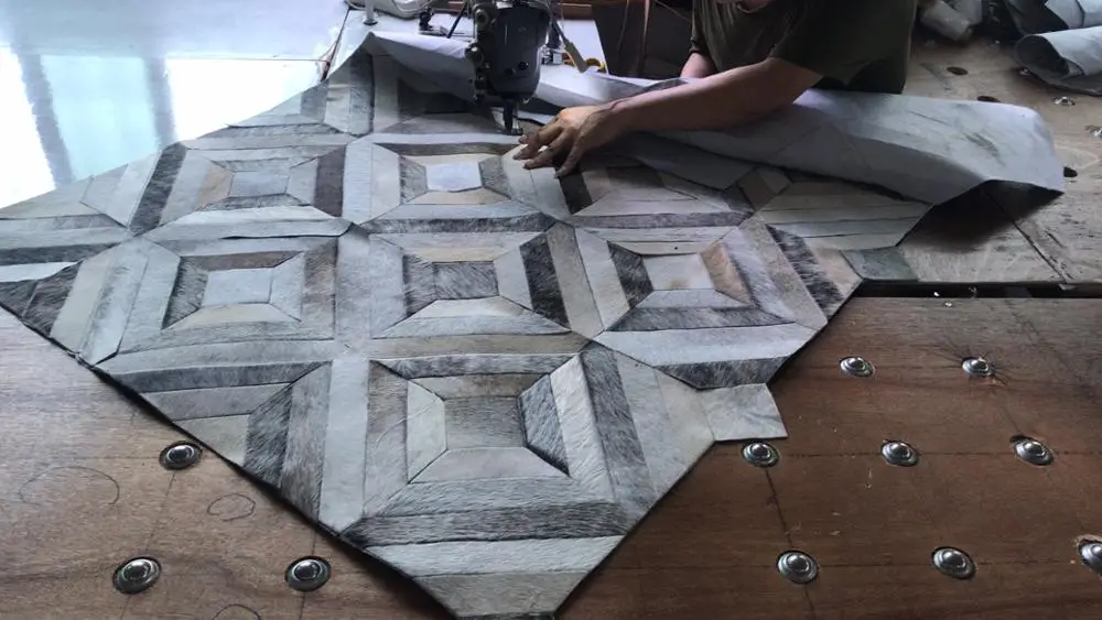 

Newest Modern Patchwork Cowhide Rug Cow Fur Big Square Skin Hair Carpet