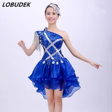 Женский боди для певцов в ночном клубе, комплекты танцевальных костюмов DJ, костюм DS, светоотражающий Золотой блестящий костюм, одежда для фотосъемки, джаз