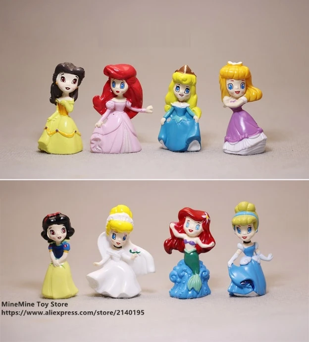 

DISNEY Princess Cinderella Snow White 8pcs/set 5.5cm Action Q version Figure Decoration PVC Collection Figurine Toys model gift