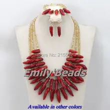 Красные африканские коралловые Бусины Ювелирные наборы мода нигерийский Свадебный Африканский костюм бусы комплект ювелирных изделий CJ307