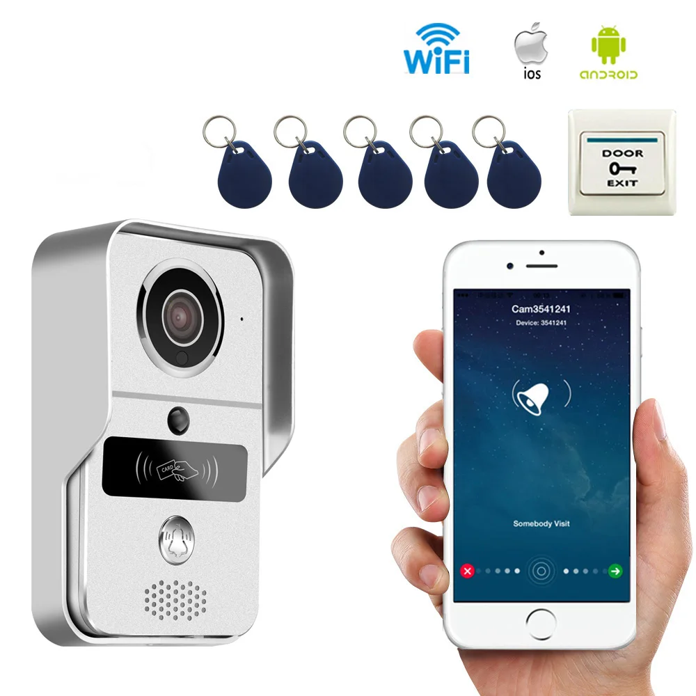 

JEX Wireless WiFi Video Door phone Intercom Record Doorbell For 720P 130 degree Camera View Unlock IOS Android FREE SHIPPING