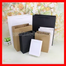 100 шт./лот) 10 Размер Высокое качество Черный Белый Коричневый бумажный пакет для одежды торговых и обувь окна