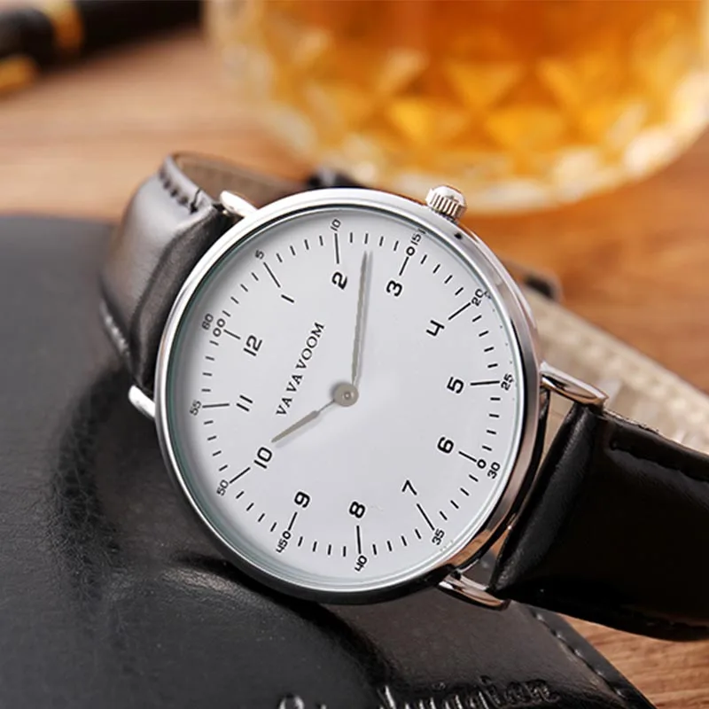 

VAVA VOOM luxury brand waterproof quartz watch with leather strap calendar quartz watch for men