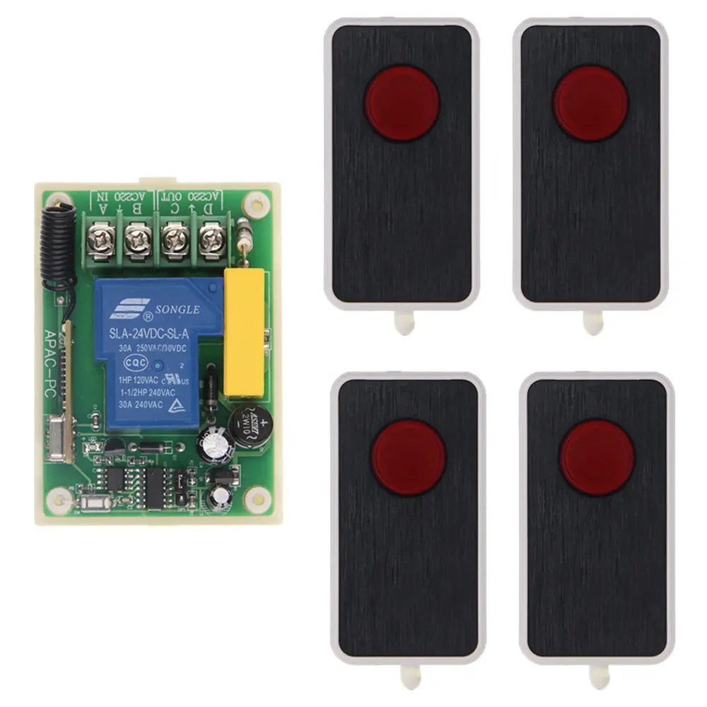 

Wireless Remote Control Switch 315 433 MHz 220V 30A Module + 1CH 1 Button RF Remote Control For Light and Door