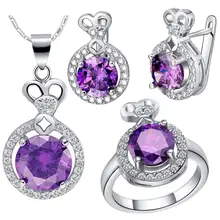 Продвижение белый золотистый цвет женщин Свадьба юбилей ожерелье кольцо и ювелирные изделия, серьги наборы T462-6