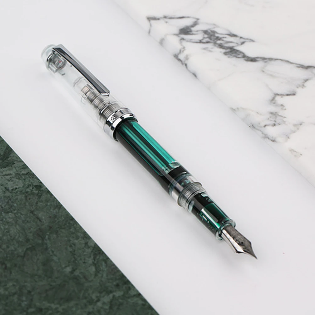 

Practise Device Vacuum Filling Home Writing Smooth Screw Cap Stationery Transparent Fine Nib Ink Study Supplies Fountain Pen