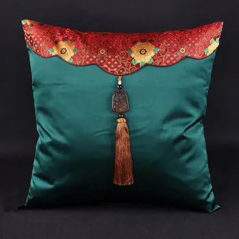 

Top grade cushion cover, pillowcase,bolster Chinese silk brocade fabric car,hotel customization red cloudy2 with dark green