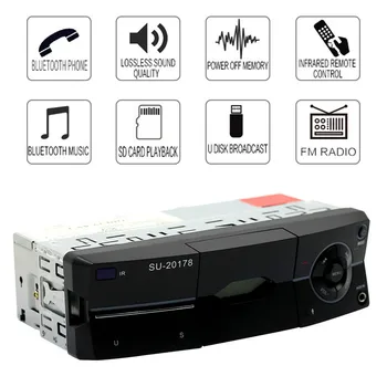 

1 Din Black Car Audio Digital MP3 Player Bluetooth In-Dash Stereo Radio FM AUX Handsfree Calling with Phone Stand