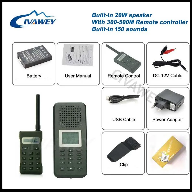 

Hunting Equipment 20W Speaker Hunting Bird Mp3 Caller Hunting Decoy Duck call with timer