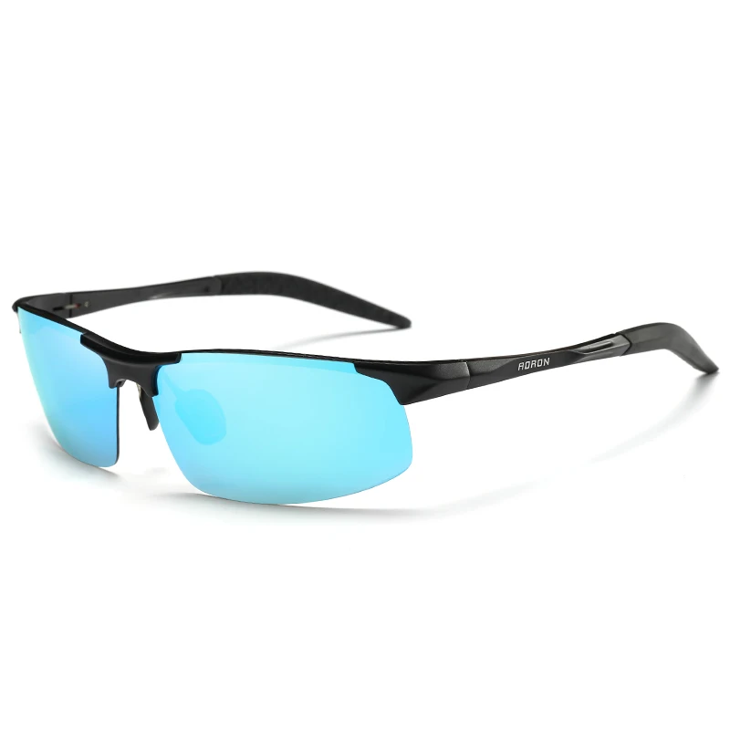 Модные Для мужчин поляризованных солнцезащитных очков Алюминий магния солнцезащитные очки вождение очки прямоугольник Оттенки для Для мужчин Óculos мужской - Цвет линз: BLACK-BLUE-5-14