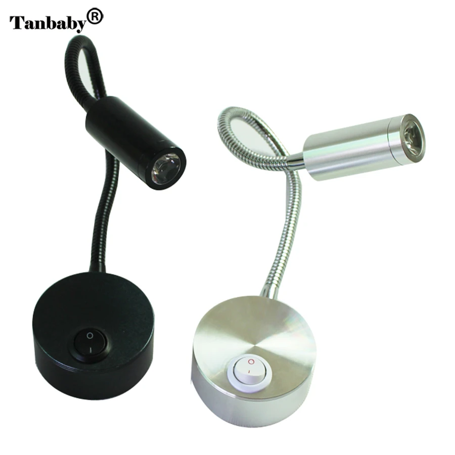 

Tanbaby 3W Aluminum LED Wall Sconce Lamp Spotlight Reading Light Soft Light Gooseneck Flexible Pipe Light with Switch