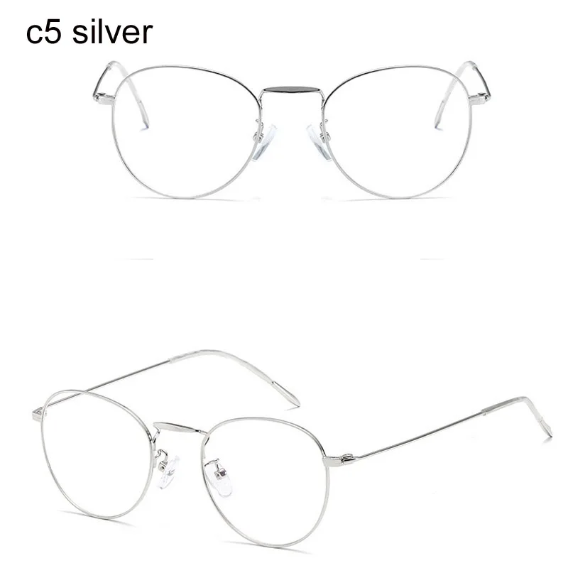 5silver Компьютерные очки, оправа для очков, анти-синий светильник, очки, Антибликовая оправа для очков, женские круглые прозрачные линзы, поддельные очки - Цвет оправы: 5silver