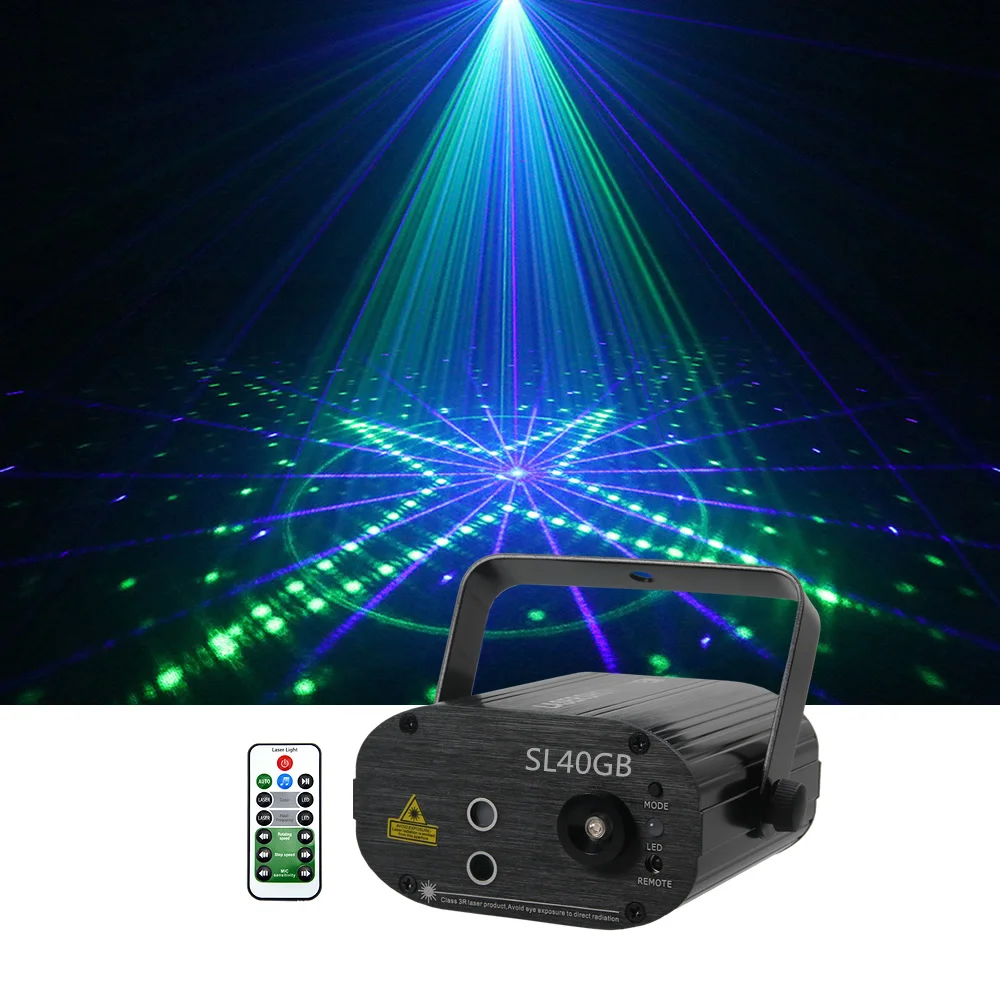 

Sharelife Mini 40 Blue Green Gobos DJ Laser Light Mixed Blue LED Remote Control Speed Home Gig Party Show Stage Lighting SL40GB