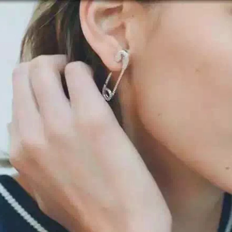 

Fashion Sweet Cute Pin Women Stud Earring 925 Sterling Silver Crystal Zircon Cuff Earring Monaco Women Wedding Jewelry