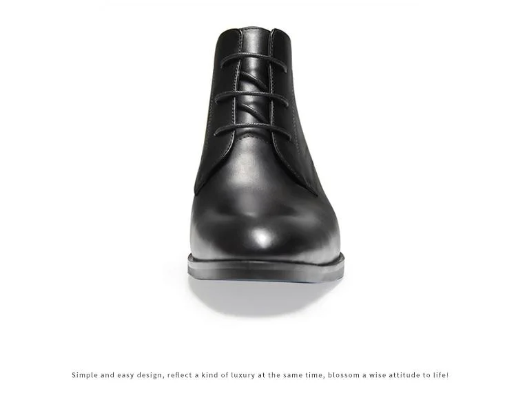 Новый весна-осень натуральная кожа черные мужские ботинки торжественное платье обувь Обувь на высоком каблуке офисные ботильоны зимние