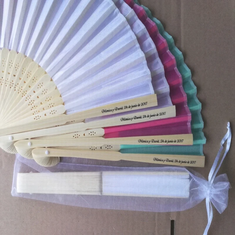 DHL-100-stks-partij-gepersonaliseerde-zijde-ventilator-zijde-bruiloft-fan-met-organza-zak-verpakking