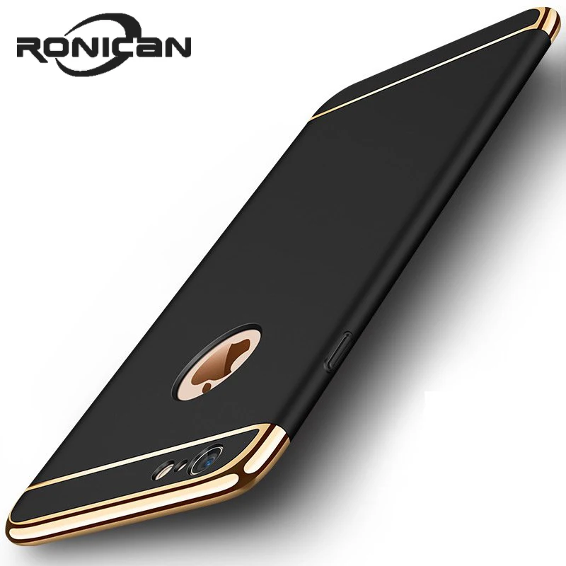 Роскошный Жесткий чехол 3 в 1 из поликарбоната для iPhone 6 s 7 8 Plus X 5 5s SE задняя крышка