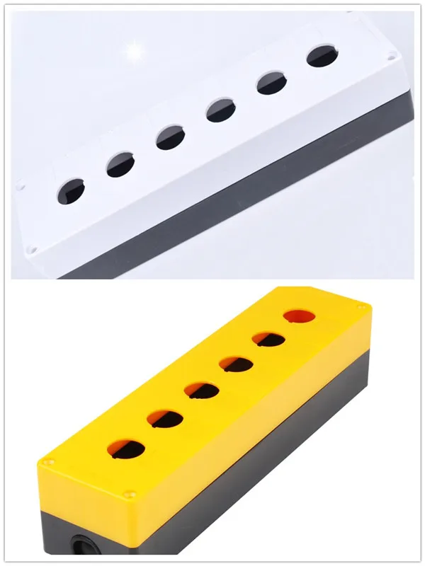 

1PCS 22mm Hole Six Push Button Switch Holder Control Box Case White/Yellow Black