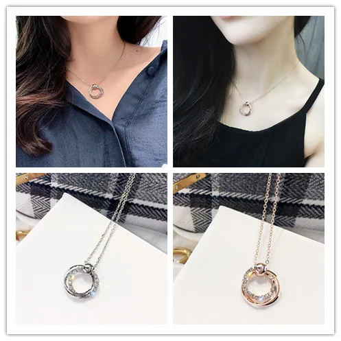 Rhinestones Neck Collar For Women Jewelry Crystal Chain Statement Choker Necklace Jewelry Silver/Rose Gold