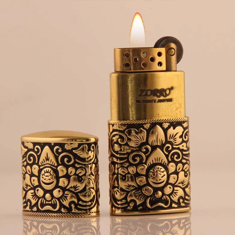 

Chinese copper carved vintage new model kerosene lighter flint lighter yanzhen wholesale
