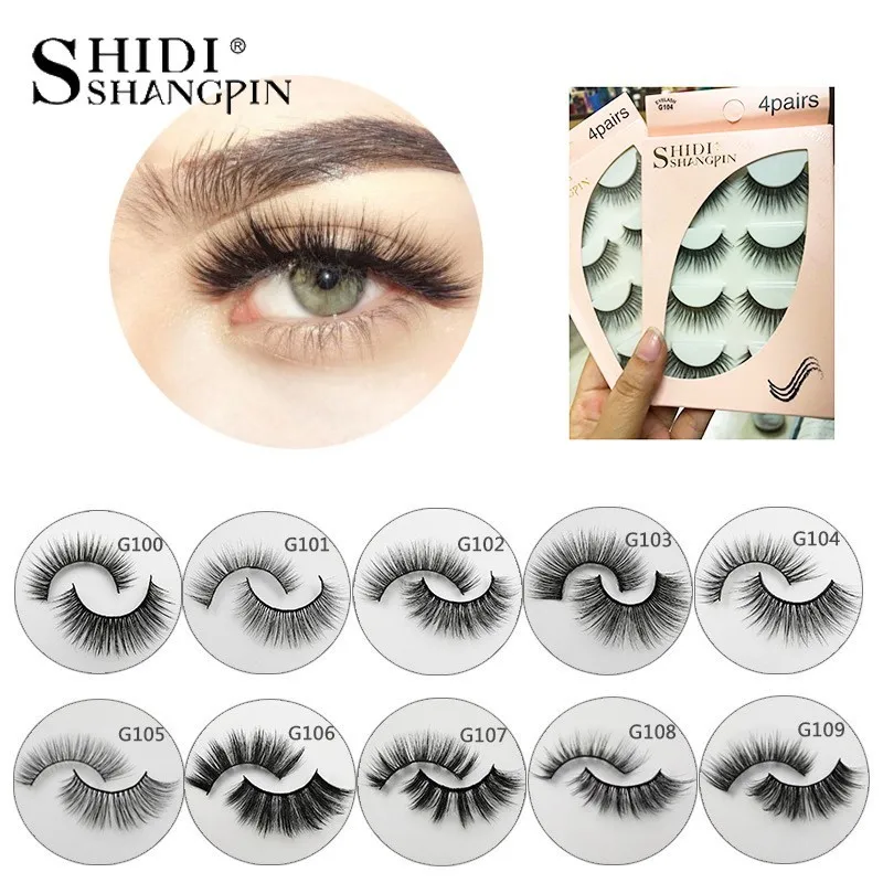 

NEW 4 Pairs 3D Mink Hair False Eyelashes Criss-cross Wispy Cross Fluffy length Lashes Extension Handmade Eye Makeup Tools