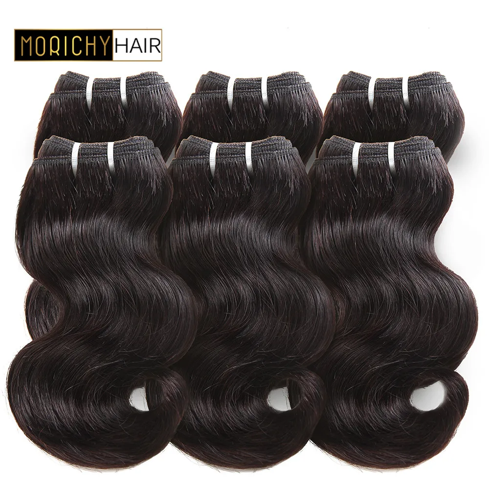 

MORICHY 50g Body Wave Hair Bundles 8inch Double Drawn Peruvian Hair Non Remy Natural Black Color