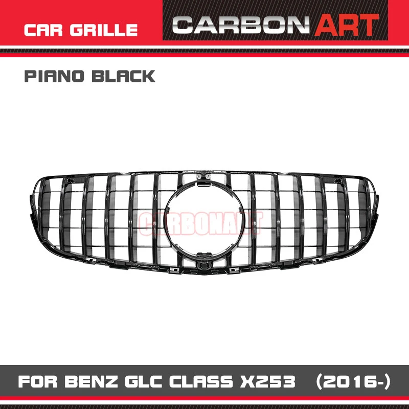 GLC X253 amg-стиль передний гоночный сетчатый гриль для Mercedes X253 GLC200 GLC250 GLC300 GlC450 спортивная версия серебро - Цвет: Piano Black cam