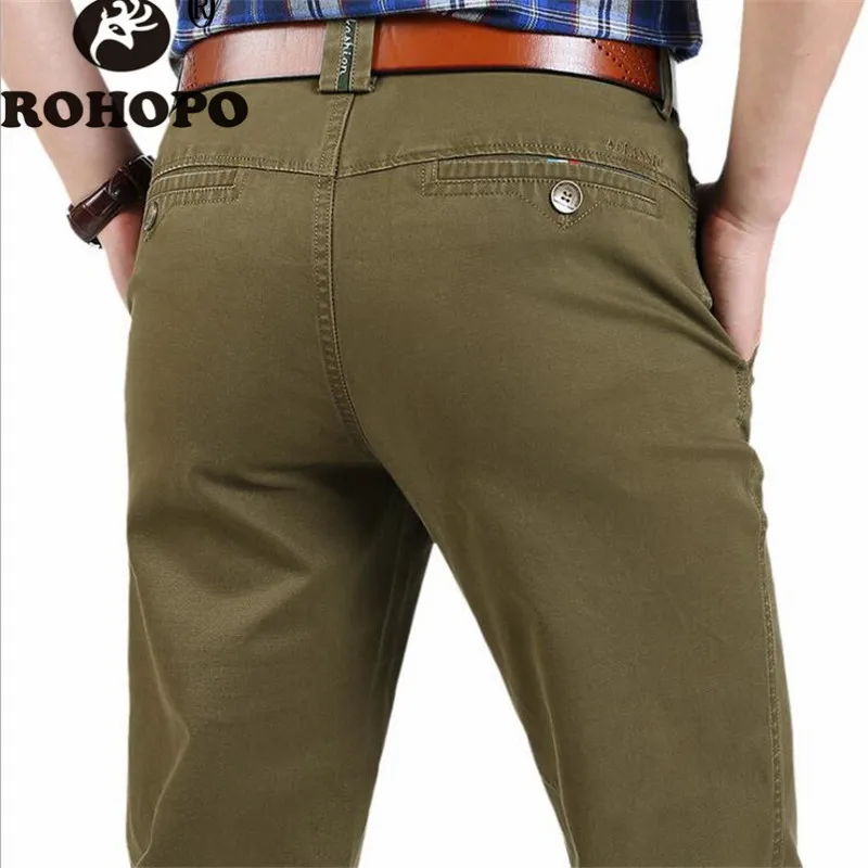 

100% Cotton Fabric Man Mid Waist Full Length Pant 2019 Solid Business Man 31 to 44 Plus Size Military Style Motor & bike Bottoms