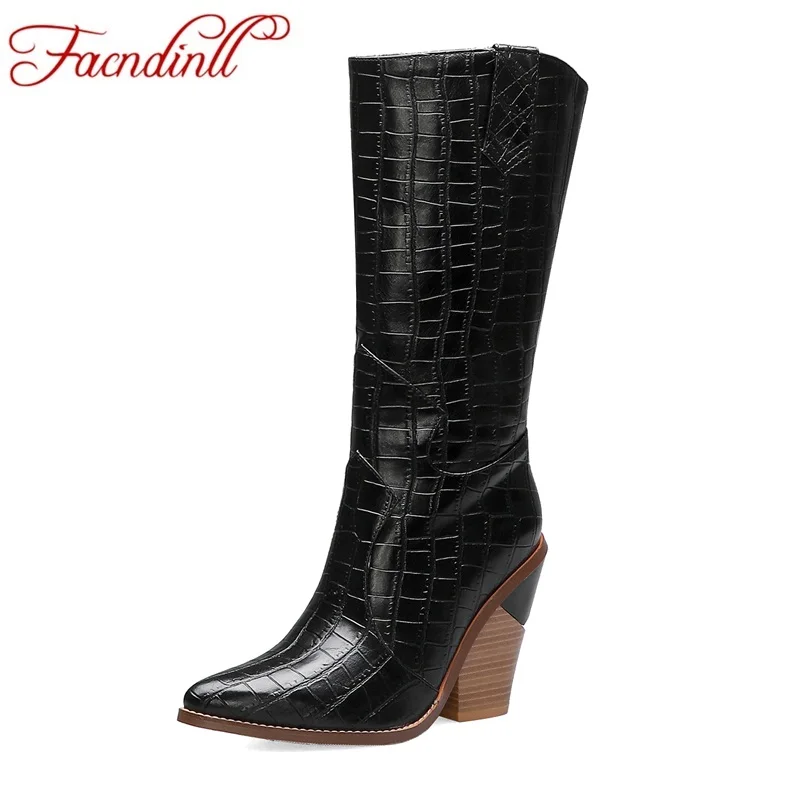 

FACNDINLL women shoes brand 2019 new fashion autumn women mid calf boots high quality sexy high heels dance dress party boots