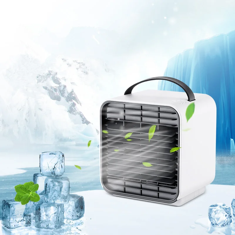 

USB Mini Portable Air Conditioner Anion Fan 2000mAh Rechargeable Desktop Air Cooler Humidifier Purifier Fans With LED Lights
