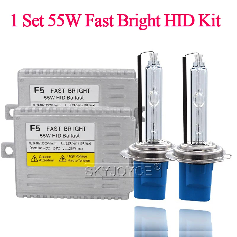 SKYJOYCE 55W H7 Xenon HID Kit AC 55W Fast Bright F5 HID Ballast 5500K Xenon Bulb H1 H3 H7 H11 HB3 HB4 9012 D2H Car Headlight Kit (8)
