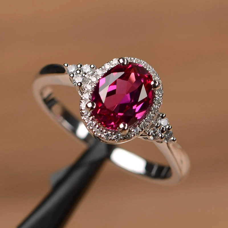 Mejor Compra Utmtree-anillo de compromiso de cristal de circonita aaa para mujer, sortija de boda ovalada grande, plata 925, rojo, regalo de San Valentín Eq1L9jR0