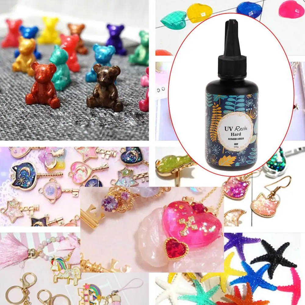 

UV Resin DIY Epoxy Resin Handmade Jewelry Making Curing Hard Glue Quick Dry Safe Non Toxic Transparent Solidify 100g