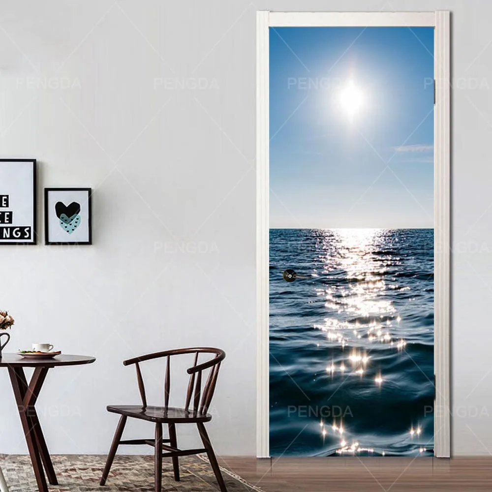 

Sticker On The Door Self Adhesive For Doors Diy Canvas Print Art Scenery Picture Home Decoration Mural Wardrobe Renovation Decal