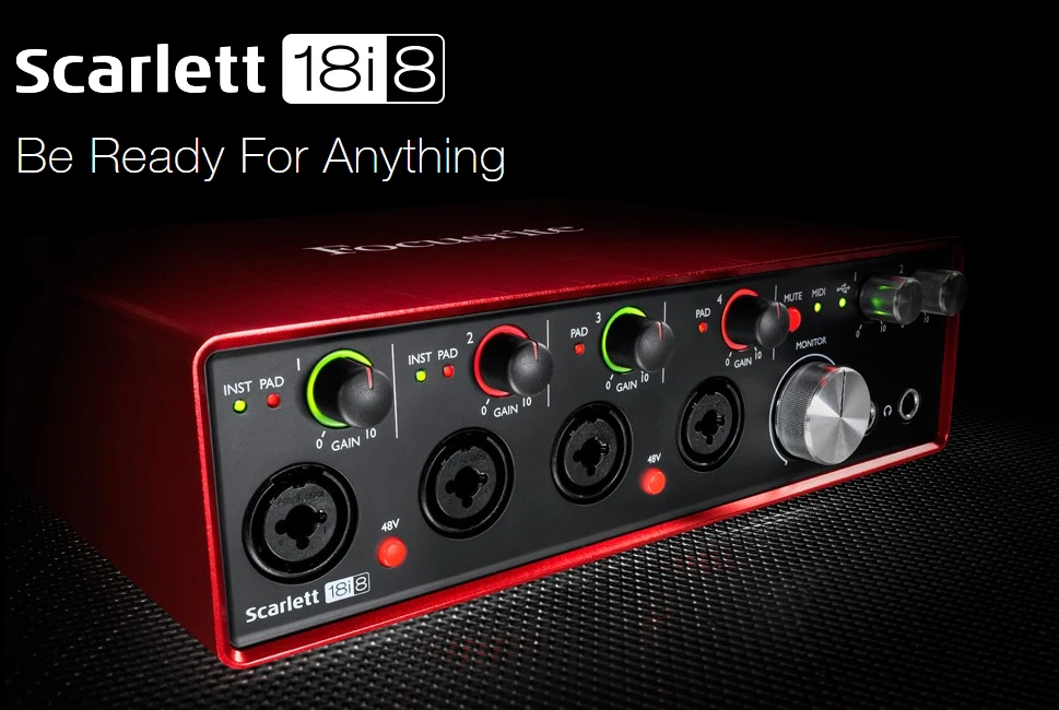 Focusrite Scarlett 18i8(2nd Gen) 18 в/8 Выход USB аудио интерфейс четыре Focusrite микрофон предусилители профессиональная Запись Звуковая карта